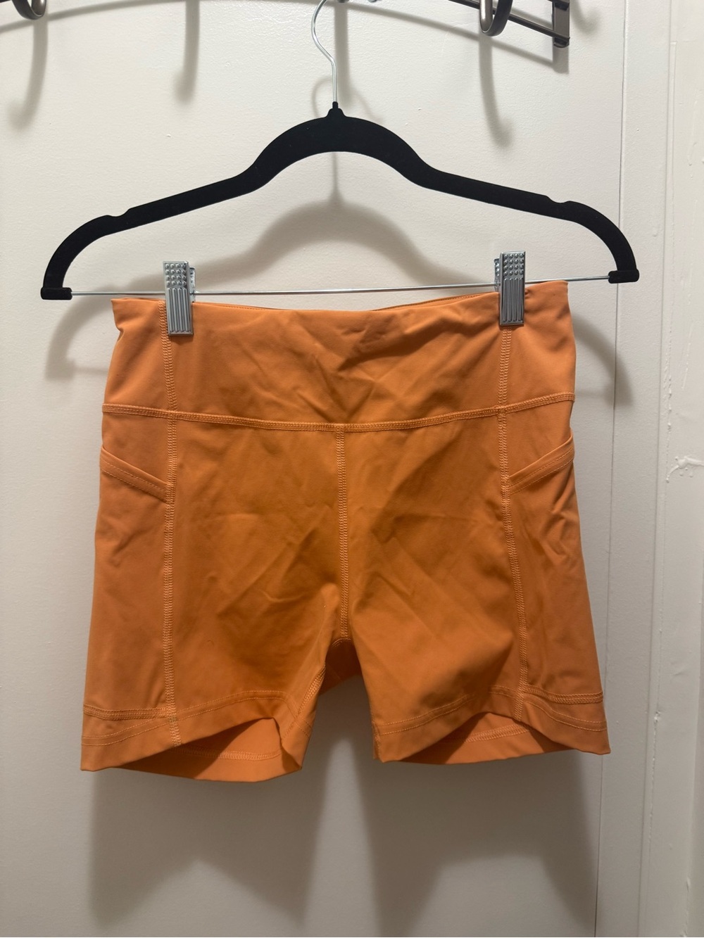 Outdoor Voices Orange Peach High Waist Bike Shorts Side Pockets Size S